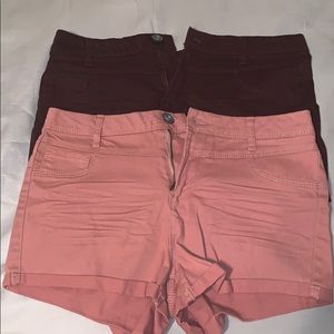 Maroon and blush colored shorts
